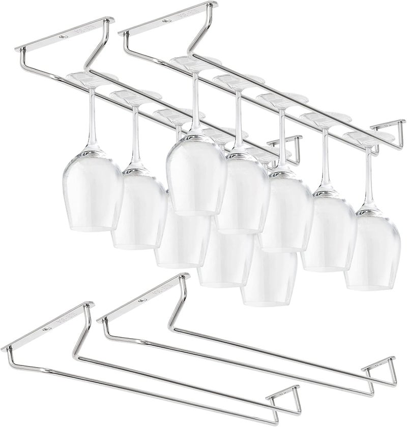 CUKE2BEET 15.7 Inch Stainless Steel Wine Glasses Rack Under Cabinet Stemware Rack, Rust Resistant - Image 1